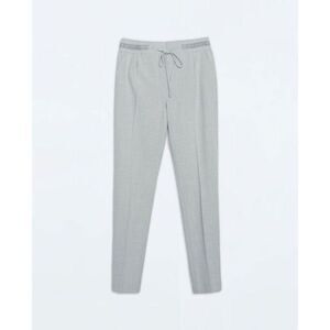 Zara Basic Drawstring Trousers Grey Coquette Work Pants Bow Tie Front Career M